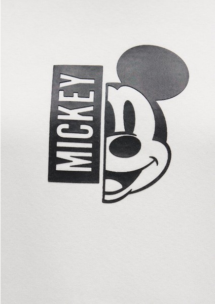 Mickey Mouse Sırt Baskılı Ekru Sweatshirt 1S10467-70057