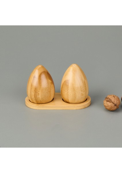 Bambu Yumurta Model Stantlı Tuzluk ve Biberlik - Kahverengi fiyatları