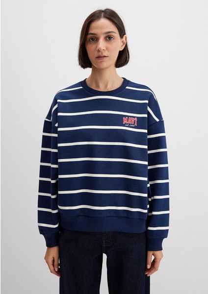 Çizgili Lacivert Sweatshirt 1S10456-84634