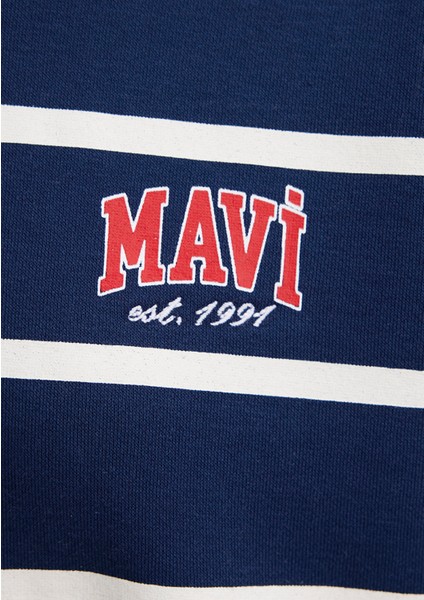 Çizgili Lacivert Sweatshirt 1S10456-84634