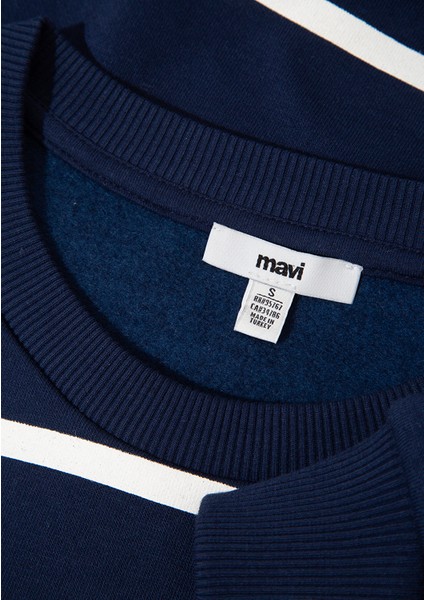 Çizgili Lacivert Sweatshirt 1S10456-84634