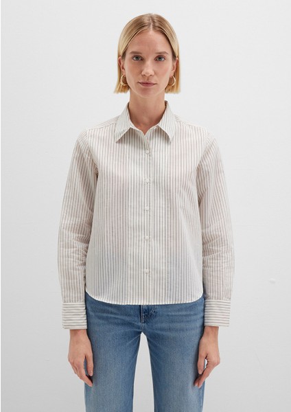 Çizgili Ekru Gömlek 1211353-91345
