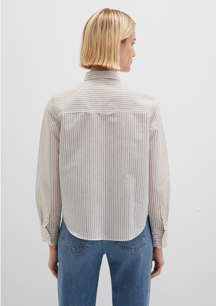 Çizgili Ekru Gömlek 1211353-91345
