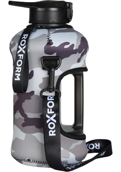 Suluk Matara 2200 Ml, Premium Pp Malzeme, Sağlıklı Bpa & Bps Içermez, Kılıflı, Çift Kapaklı, Koku Yapmaz, Sızdırmaz ve Dayanıklı, Kamuflaj Kılıf, Siyah