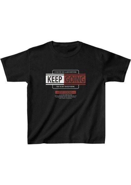 Unisex Çocuk Baskılı T-Shirt - Siyah