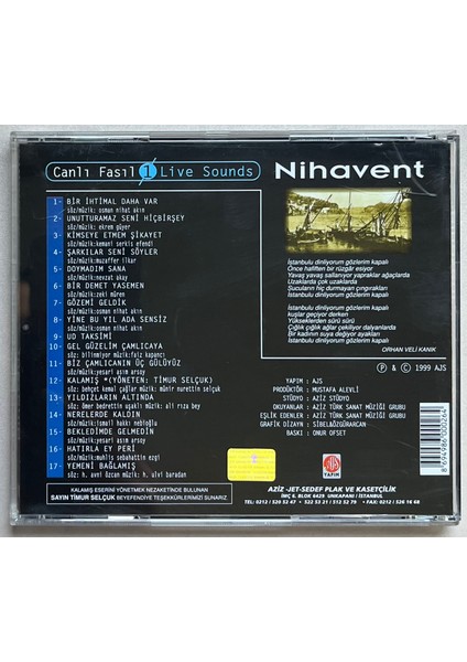 Nihavent Canlı Fasıl CD (Orijinal Dönem Baskı Cd) fiyatları
