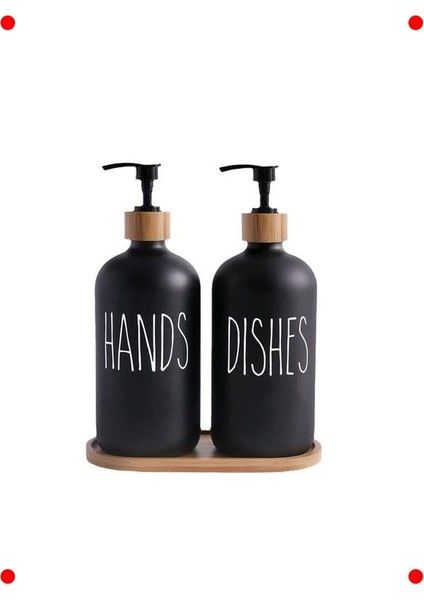 Modern Cam Sıvı Sabunluk Seti (2'li, Siyah)