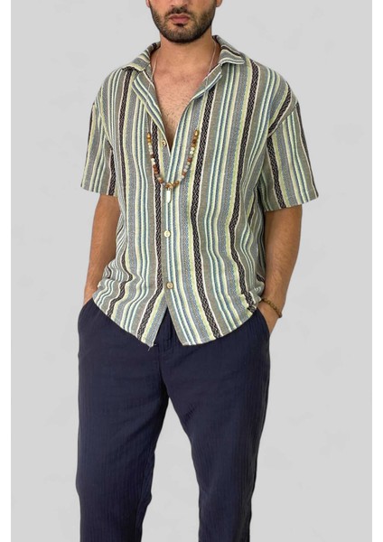 Dar Kesim Renkli Kısakol Keten Gömlek modelleri