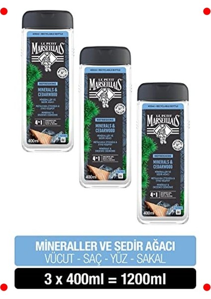 Erkekler Için Mineral & Sedir Ağacı Duş Jeli (3X400 Ml) fiyatları