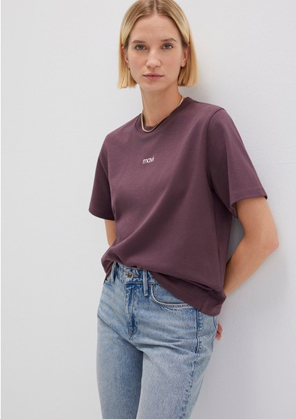 Mavi Logo Baskılı İnterlok Bordo Tişört 1612829-70260