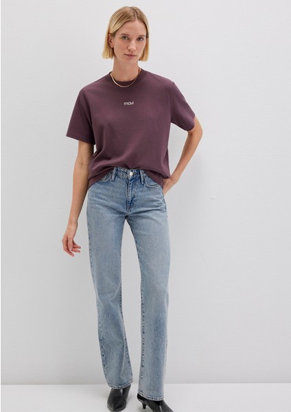 Mavi Logo Baskılı İnterlok Bordo Tişört 1612829-70260