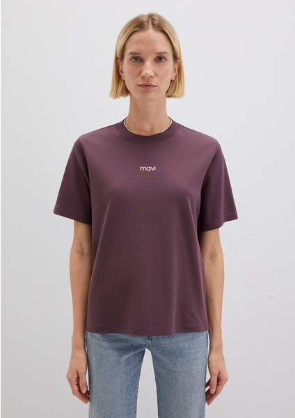 Mavi Logo Baskılı İnterlok Bordo Tişört 1612829-70260