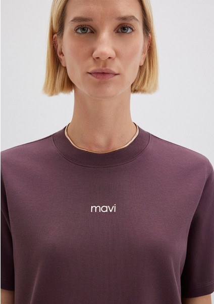 Mavi Logo Baskılı İnterlok Bordo Tişört 1612829-70260