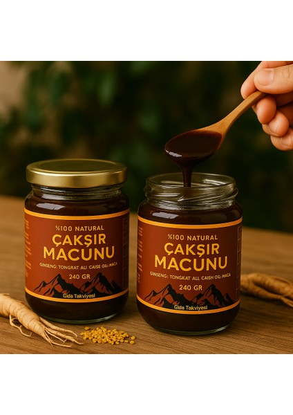Çakşır %100 Natural Ginseng Macunu, Çakşır​ Otu​ Bal Bitkisel Karışım Kuvvet Macun 240 gr fiyatları