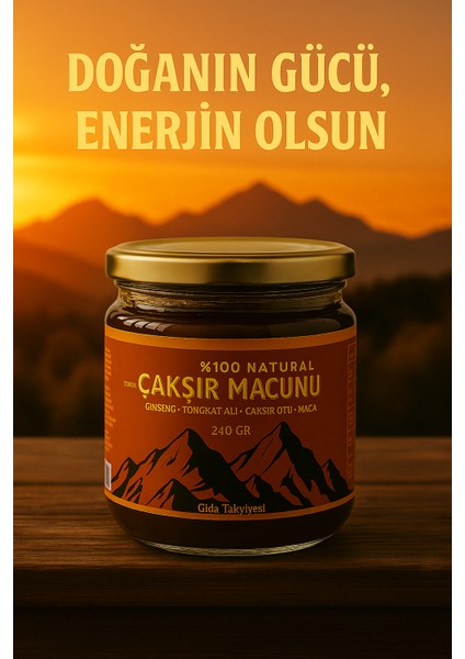 Çakşır %100 Natural Ginseng Macunu, Çakşır​ Otu​ Bal Bitkisel Karışım Kuvvet Macun 240 gr