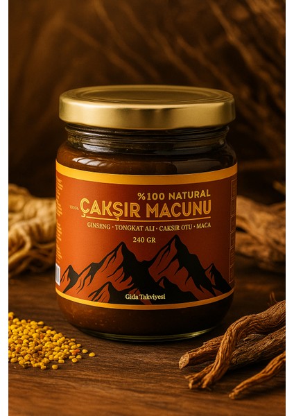 Çakşır %100 Natural Ginseng Macunu, Çakşır​ Otu​ Bal Bitkisel Karışım Kuvvet Macun 240 gr indirimleri