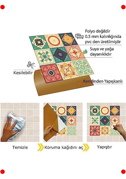 Kendinden Yapışkanlı Tokyo Desenli Fayans Kaplama 1m² modelleri