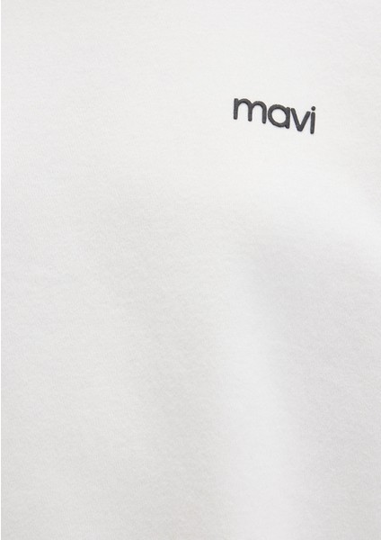 Mavi Logo Baskılı Ekru Sweatshirt 1S10490-70057