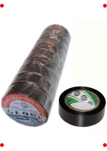 Siyah Yalıtım Bandı Seti - 18MM x 5m (10 Adet)