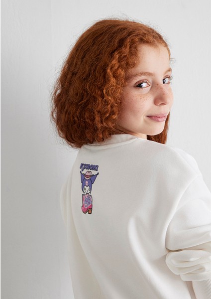 Kuromi Baskılı Ekru Sweatshirt 7S10186-70057