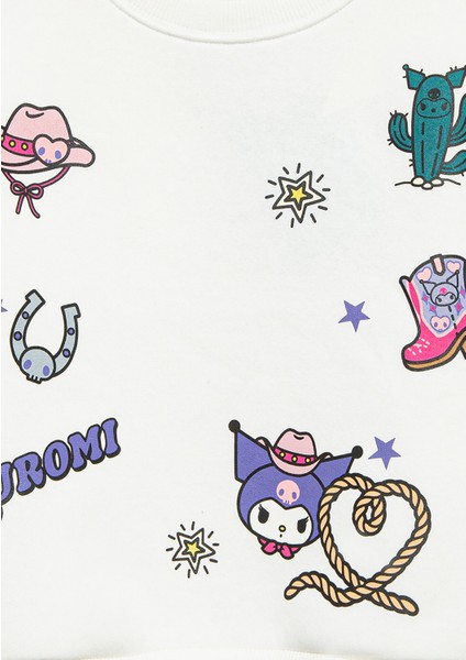 Kuromi Baskılı Ekru Sweatshirt 7S10186-70057