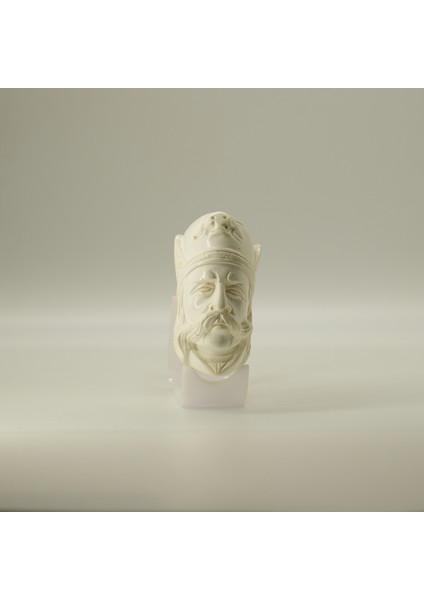 El Oyması Lületaşı Pipo – Savaşçı Başı Figürlü, Amber Ağızlık, Özel Kılıf, 15,5 cm