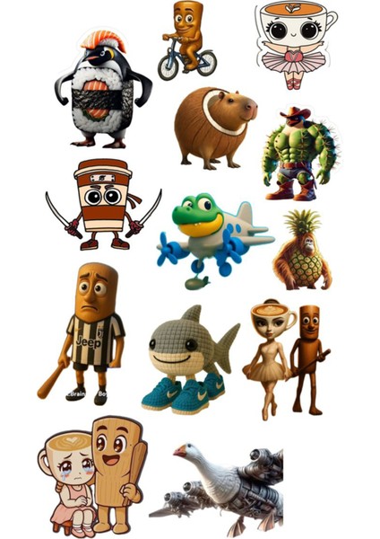 Brainrot Telefon Laptop Notebook Tablet Defter Matara Stiker Etiket ST2024