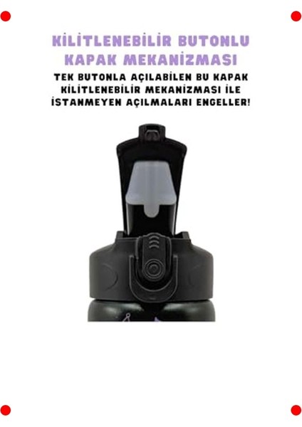 Kuromi Temalı Pipetli Termos Matara 600ML Mor fiyatları