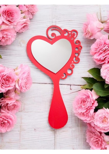 Dantel Detaylı Mdf El Aynası Siyah-Krmızı fiyatları