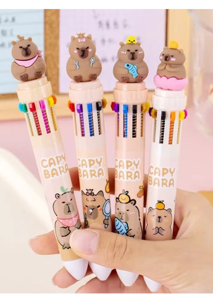 Capybara Kapibara 10 Renk Tükenmez Kalem Tekli