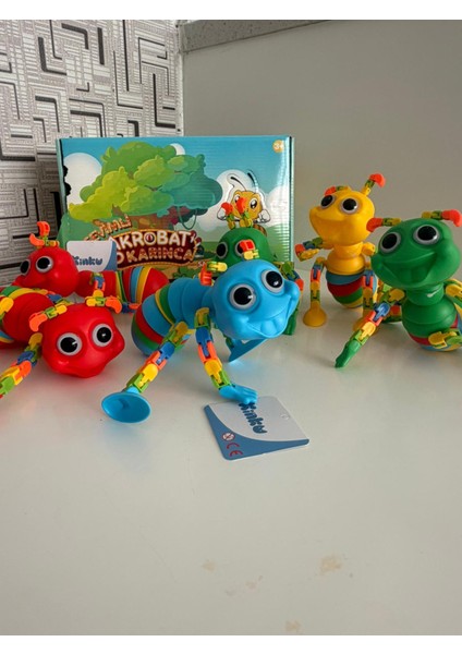 Eğitici Eklemleri Hareket Eden Çıngırak Lı Ses Çıkartan Akrobatik Renkli Eğlenceli Karıncalar 20CM