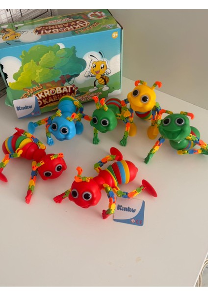 Eğitici Eklemleri Hareket Eden Çıngırak Lı Ses Çıkartan Akrobatik Renkli Eğlenceli Karıncalar 20CM indirimleri