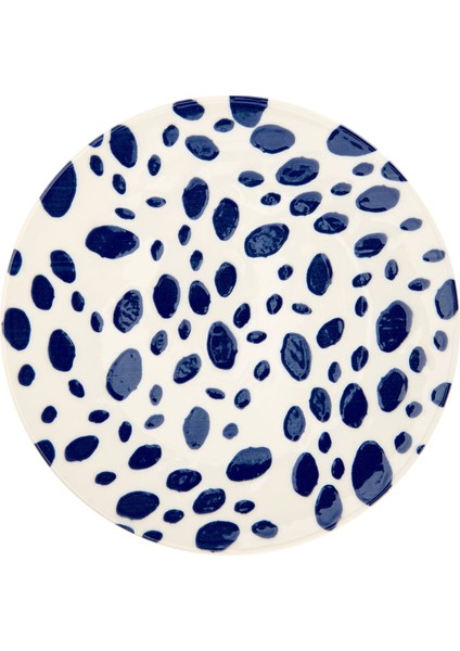 Porselen Lido Puantiyeli Servis Tabağı - Mavi - 25 cm