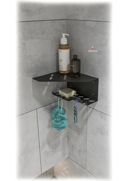 Metal Köşe Banyo Rafı Beyaz Paslanmaz Su Tutmayan Duş Düzenleyici (21X21X11 Cm)