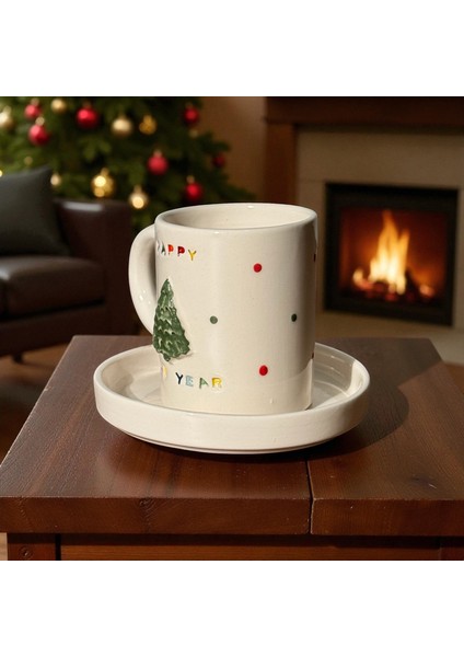 Yılbaşı Temalı El Yapımı Seramik Türk Kahvesi Fincanı fırsatları