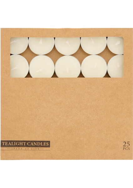 25'li Tealight Mum - Beyaz - 3,8 cm