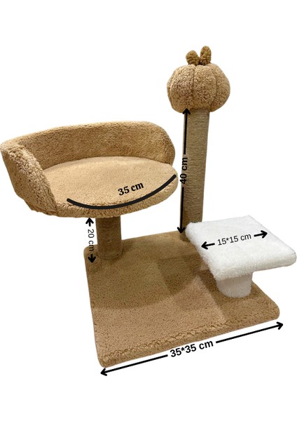 Bal Kabaklı 🎃 Peluş Kedi Yatağı ve Tırmalama Tahtası | Sonbahar Soft Renklerde Şık Tasarım | Yumuşacık Dinlenme Alanı | Kediler Için Konforlu, Dekoratif ve Dayanıklı Peluş Taht Modeli modelleri