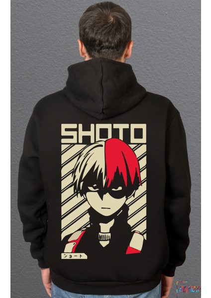 Anime Stil Shoto Todoroki Baskılı Sweetshirt Unisex Kapüşonlu Hoodie