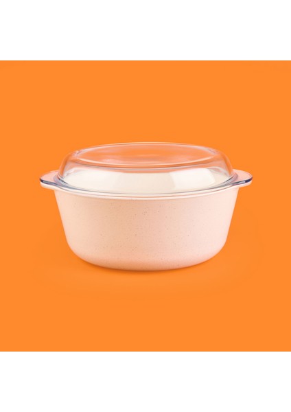 Borcam Kapaklı Tencere - Beyaz / Şeffaf - 25X22 cm