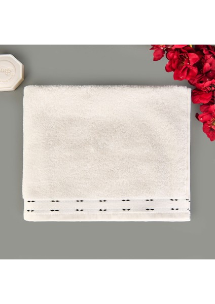 Soft Tiny Yüz Havlusu - Ekru / Siyah - 50X90 cm