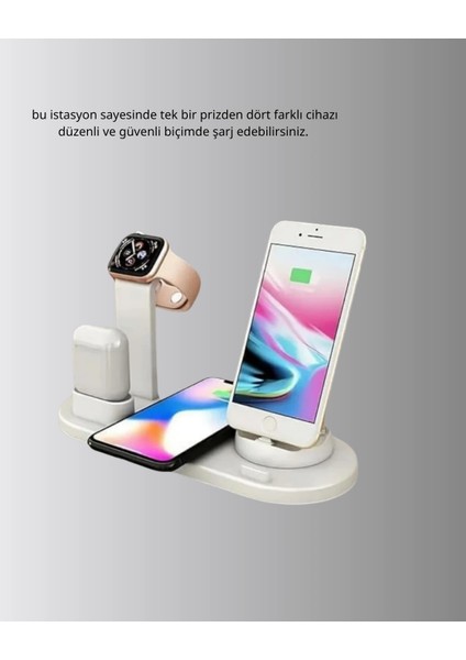 Buğz Apple Uyumlu Kablosuz Şarj Istasyonu 4 Cihaz Destekli ve Hızlı Şarjlı fırsatları