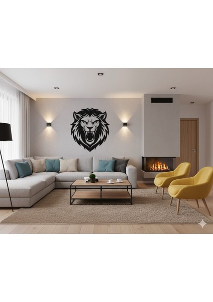 Modern Aslan Figürü Duvar Süsü | 3D Baskı Salon Dekoru