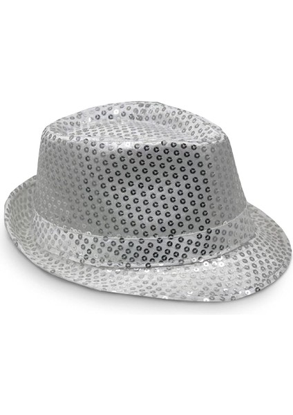 Disko Star Gümüş Payetli Fötr Şapka Yetişkin Boy fiyatları