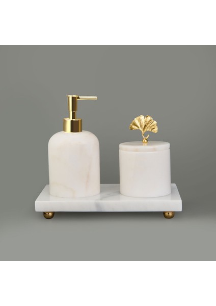 Bath 3'lü Mermer Banyo Seti - Beyaz