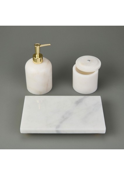 Bath 3'lü Mermer Banyo Seti - Beyaz modelleri