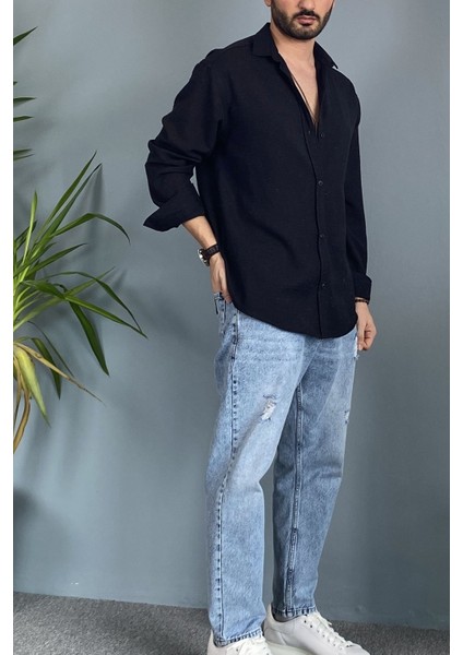 %100 Pamuk Oversize Uzun Kollu Keten Gömlek indirimleri