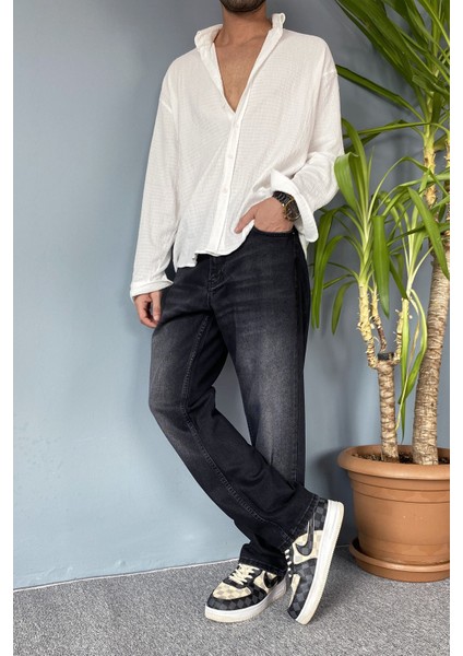 Taşlanmış Siyah Baggy Kot Pantolon indirimleri