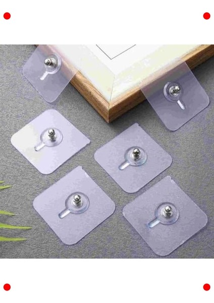 4 Adet Şeffaf Yapışkanlı Duvar Vidası Kancası