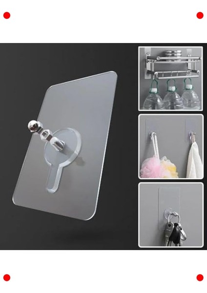 4 Adet Şeffaf Yapışkanlı Duvar Vidası Kancası indirimleri