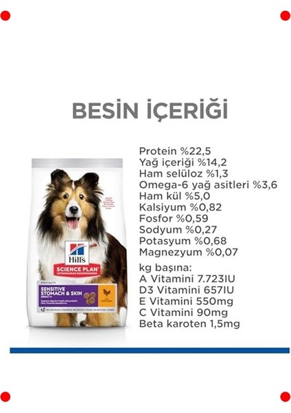 Hassas Deri & Mide Orta Irk Tavuklu Köpek Maması - 14 kg fırsatları
